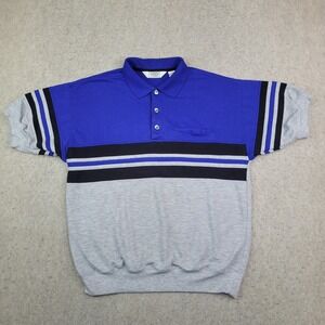 Vintage The Mens Store Sears Polo Shirt Mens Medium Blue Colorblock Short Sleeve